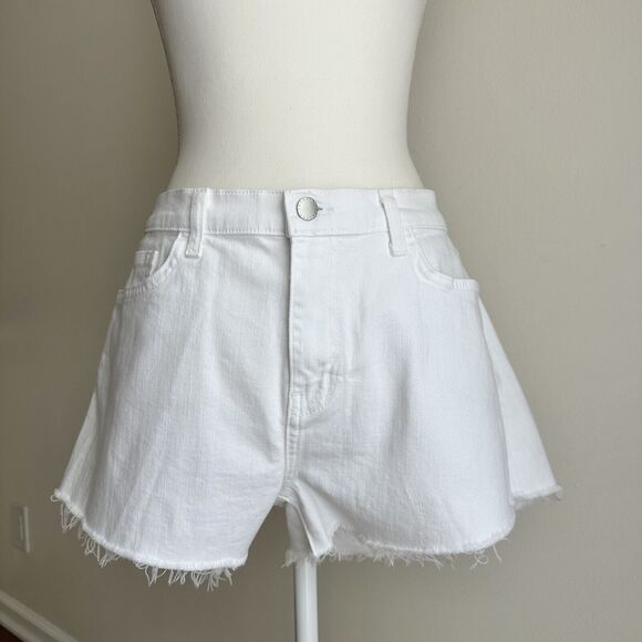 L’AGENCE Ryland High Rise Cut Off Shorts White Blanc Denim Raw Hem US 31 NWT - Picture 4 of 8
